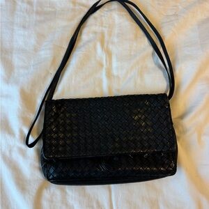 Bottega Venera Black Intrecciato Shoulder Bag